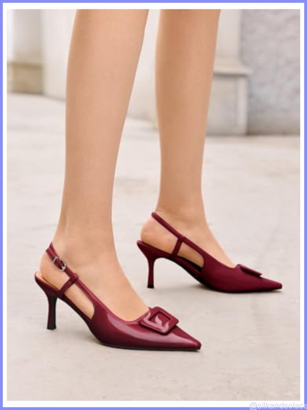 Slingback High Heels Closed Pointed Toe Pumps Ankle Strap Dress Shoes - Picture 2 of 6